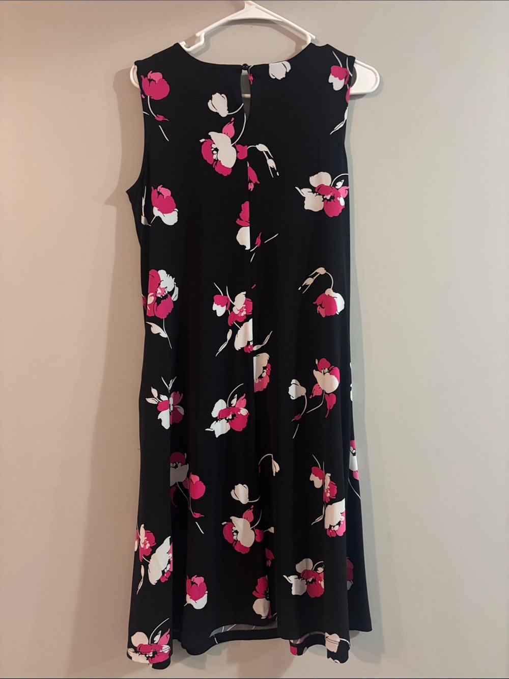 Susan Graver Black Midi Dress with Pink & White Floral Motif - Picture 3 of 3